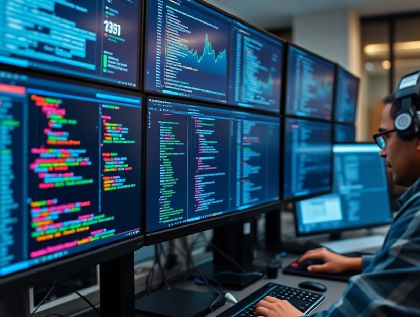 Development team working on terminal software